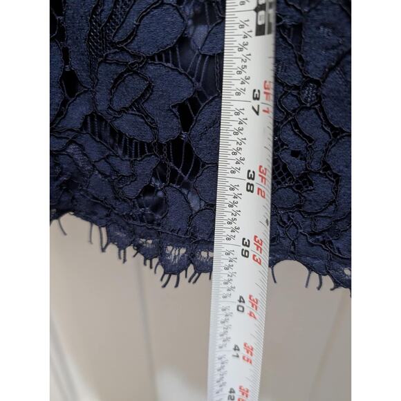New Eliza J Quarter Length Sleeve Lace Fit Flare Dress Sz 12 Navy Blue Formal - Picture 10 of 12
